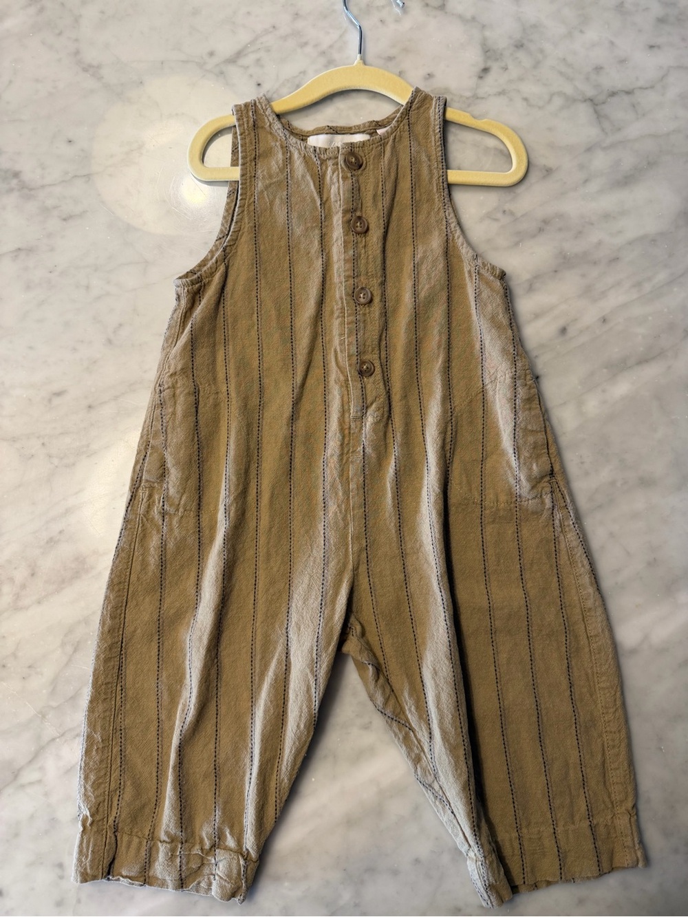 Zara Tan Striped Sleeveless One-Piece Romper